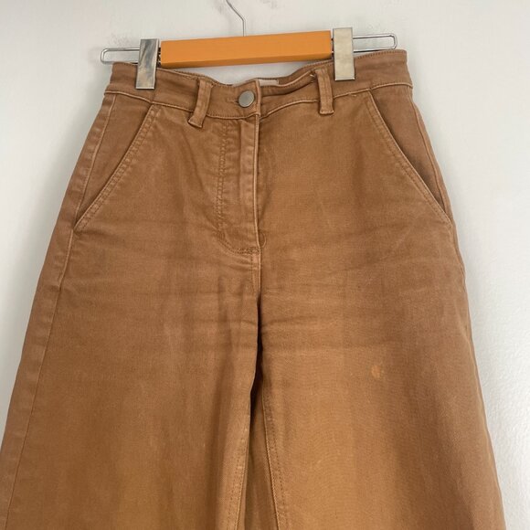Everlane Brown Wide Leg Cropped Jean Pants Size 00 Comfy Casual - Picture 3 of 9